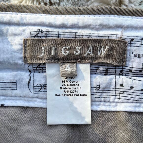 JIGSAW LONDON Sage Green / Taupe Mod 60s Vibe Corduroy Mini Skirt w/Pockets Sz 4 - Picture 3 of 6